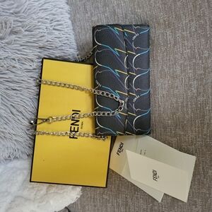FENDI GREY COATED CANVAS BIRDS CONTINENTAL LONG WALLET 8M0340